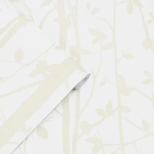 Vista 3 de Laura Ashley Papel pintado blanco nacarado de madera de algodón