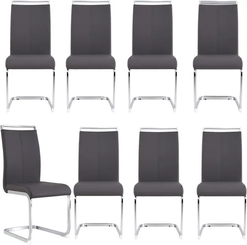 Vista 31 de gopop Juego de sillas de comedor, sillas modernas de metal con asiento acolchado de piel sintética, respaldo alto y patas cromadas resistentes, Negro