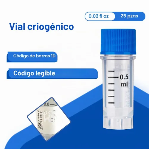 Vista 6 de Cryoviales de 0.0 fl oz, 25Pcs Cryotubes con código de barras lateral, frascos de esterilización con rosca externa, tubos de muestra con tapas Azul