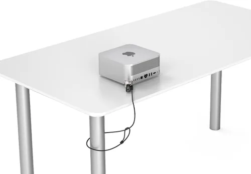 Vista 4 de Compulocks Mac Studio - Adaptador de bloqueo de borde con bloqueo de cable combinado, color plateado Cerradura de seguridad segura de aluminio