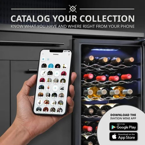 Vista 2 de Ivation Refrigerador de vino con compresor de 18 botellas con sistema de refrigeración de control inteligente de aplicación Wi-Fi Refrigerador
