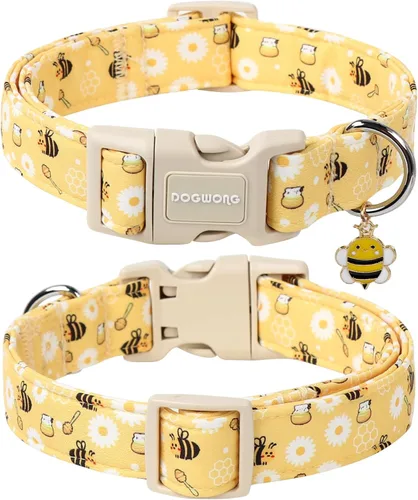 Vista 2 de DOGWONG Collar de Abeja Amarilla para Perros - Lindos Collares de Perros Ajustables de Diseño Primaveral Collar Amarillo para Cachorros para Perros