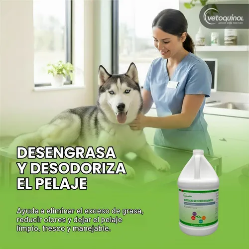 Vista 3 de Champú universal de azufre medicado Vetoquinol para perros y gatos, 1 galón
