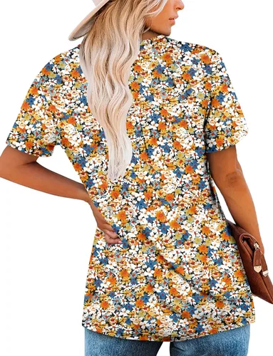 Vista 4 de ROSELINLIN - Camisas de manga corta para mujer, ajuste holgado, tops de verano para leggings