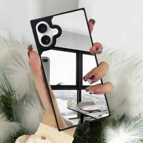 Vista 11 de Funda compatible con iPhone 15 Pro, funda rectangular con espejo, bonita para mujeres y niñas, diseño de espejo de cristal de maquillaje, diseño
