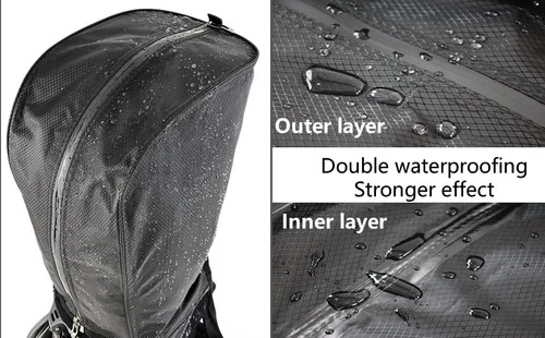 Vista 10 de Funda para bolsa de golf, cubierta de lluvia de nailon, impermeable, se adapta a la mayoría de bolsas de carrito de golf, fácil de usar, plegable