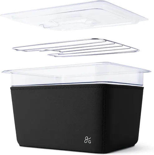 Vista 6 de Greater Goods Sous Vide Kit con contenedor, estante, tapa y manga, 1100 W