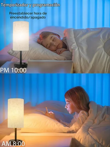 Vista 5 de Lámpara de mesa inteligente funciona con HomeKit, Siri, Alexa, Google Assistant, lámpara inteligente de mesita de noche con salida de CA y puertos