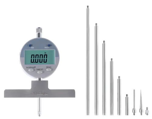 Vista 2 de Accusize Industrial Tools - Medidor de profundidad digital electrónico de 0-55.9 cm, en pulgadas/métrico/fraccional, con 2 puntos extra