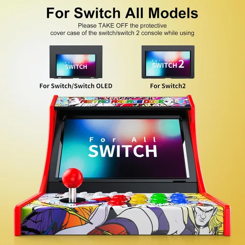 Vista 2 de Retro Arcade Dock Fight Stick for Nintendo SwitchSwitch 2, Arcade Cabinet Style Gaming Controller, Retro Design with Joystick, Multicolor Display