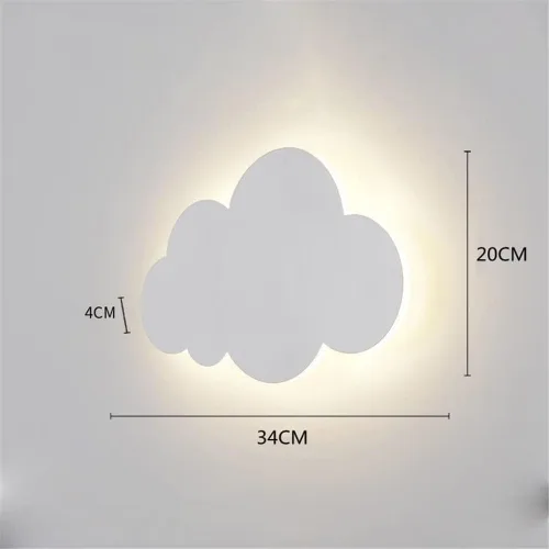 Vista 7 de Lámpara de pared de nube para niña, niño, caricatura, dormitorio, mesita de noche, lámpara decorativa de pared, personalidad creativa, arte