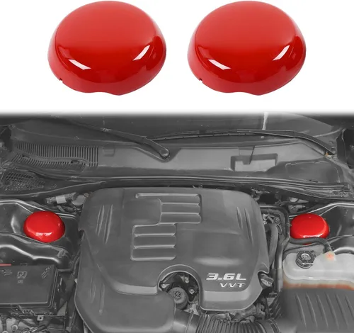 Vista 8 de JWWY Cubierta colgante para compartimento del motor para Dodge Challenger Charger 2009-2025+, accesorios de motor, fibra de carbono ABS, 2 piezas