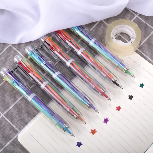 Vista 7 de favide Paquete de 6 bolígrafos multicolor 6 en 1 de 0.5mm, bolígrafos retráctiles de 6 colores para suministros de oficina y escuela, regalo