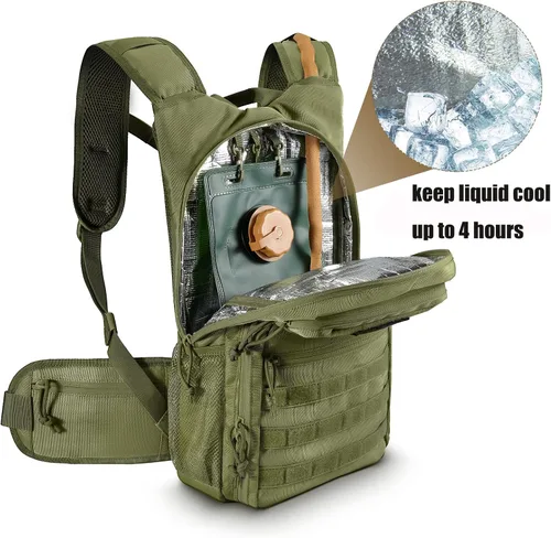 Vista 2 de FRTKK Mochila táctica de hidratación ligera con aislamiento para agua, mochila de hidratación Molle para senderismo, correr, ciclismo, escalada