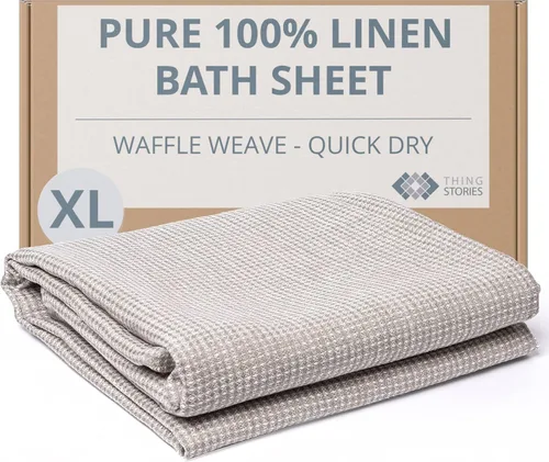Vista 24 de Pure Linen - Juego de 2 toallas de baño pequeñas de 20 x 40 pulgadas de secado rápido para pieles sensibles, toallas finas para baño, toalla ligera