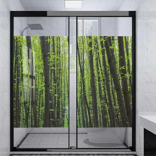 Vista 10 de Película de privacidad para ventana, color negro y naranja, autoadhesiva para bloqueo UV, control de calor, calcomanías de vidrio, silueta