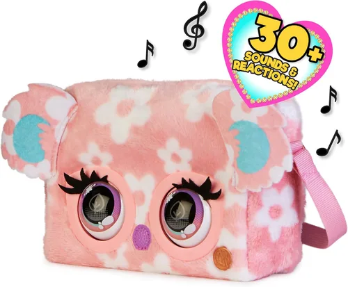 Vista 5 de Purse Pets, Print Perfect Bamboo Boo Koala, juguete interactivo para mascotas y bolso cruzado para niños, más de 30 sonidos y reacciones, bolso