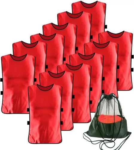 Vista 9 de Paquete de 12 Pinnies para entrenamiento de fútbol para adultos y jóvenes Pennies for Sports Youth con correas elásticas para practicar actividad