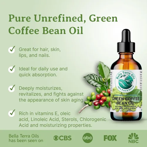 Vista 3 de Bella Terra Oils - Aceite de grano de café verde de 4 onzas - Rico en ácido quínico y lignanos, prensado en frío de auténticos granos de café