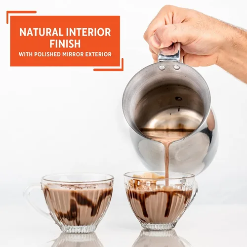 Vista 4 de IMUSA EE. UU. 1 Qt - Chocolatera tradicional de aluminio, color plateado