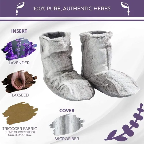 Vista 4 de Sonoma - Botas de spa de lavanda, para microondas, calentadas con calefacción, botines de hierbas de lujo, calentador de pies de aromaterapia a base