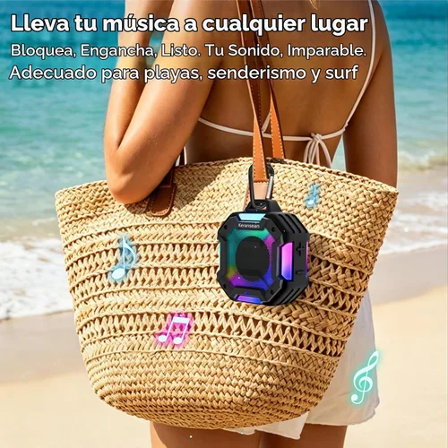 Vista 4 de Altavoz Bluetooth para Ducha, Altavoces Bluetooth Portátiles IPX7 Impermeables para Ducha Inalámbricos, Altavoz al Aire Libre con Luces