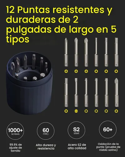 Vista 7 de HOTO Destornillador eléctrico recargable, juego de destornilladores inalámbricos de 3.6 V USB-C, brocas hexagonales de 1/4 pulgadas, 3 ajustes