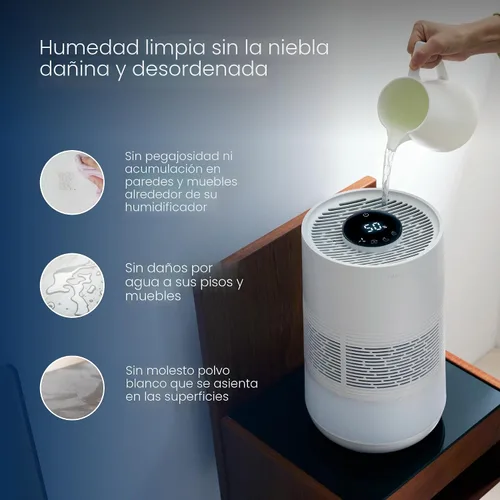 Vista 4 de BLUEAIR Humidificador inteligente prémium para habitaciones grandes, dormitorios, mejor sueño con tecnología de niebla invisible evaporativa