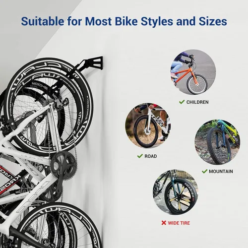Vista 4 de FLEXIMOUNTS - Soporte de pared para 4 bicicletas, resistente, para hogar y garaje, capacidad hasta de 200 lb