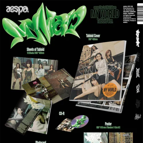 Vista 2 de aespa - MY WORLD [Tabloid ver.] 3er mini álbum+póster plegado (solo CD, sin póster)