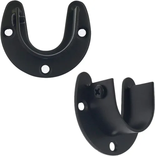 Vista 3 de 2 piezas de enchufe de varilla de acero inoxidable resistente, soporte para armario, soporte de barra de brida, soportes de extremo de barra