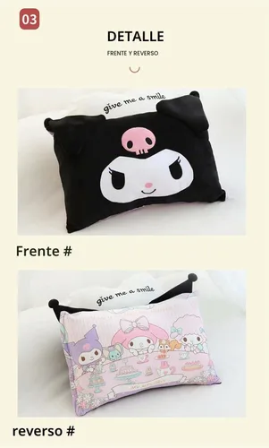 Vista 4 de Funda de almohada linda de dibujos animados de anime de doble cara de felpa para decoración de dormitorio de niña, funda de almohada de algodón