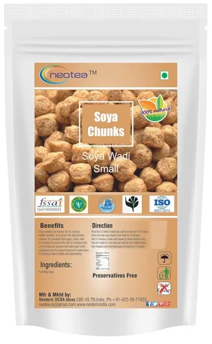 Vista 10 de Neotea Trozos de Soja Wadi Pequeño Soja Alta Proteína y Pura Vegetariana Soja Wadi 17.64 oz