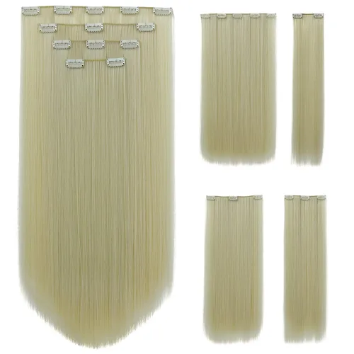Vista 11 de Extensión de cabello negro oscuro, extensiones de cabello con clip de 22 pulgadas