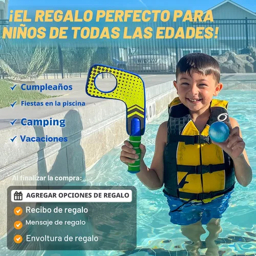Vista 5 de Divertido juego de mini palos de hockey – Juega en la piscina y la playa o en casa – Para niños y adultos de todas las edades – Usa las paletas