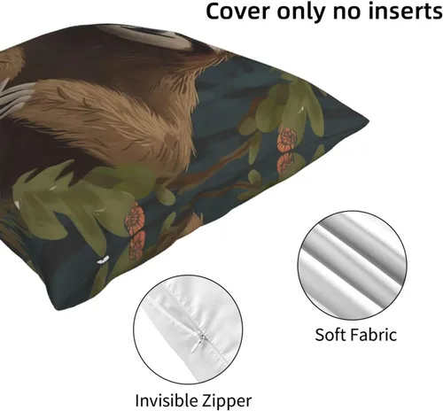 Vista 5 de Fundas de almohada con estampado de perezoso, fundas de cojín suaves para sofá, fundas de cojín duraderas, fundas de almohada cuadradas