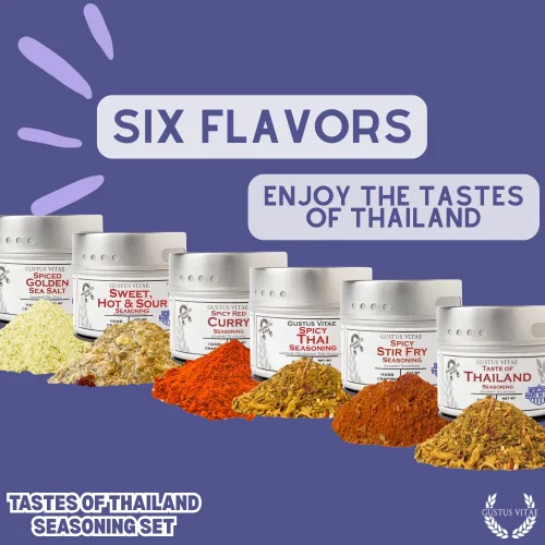 Vista 5 de Thai Seasonings Gourmet Set de regalo – Tastes of Thailand – Mezcla de especias artesanales – Paquete de seis – Sin OMG, totalmente natural, lote