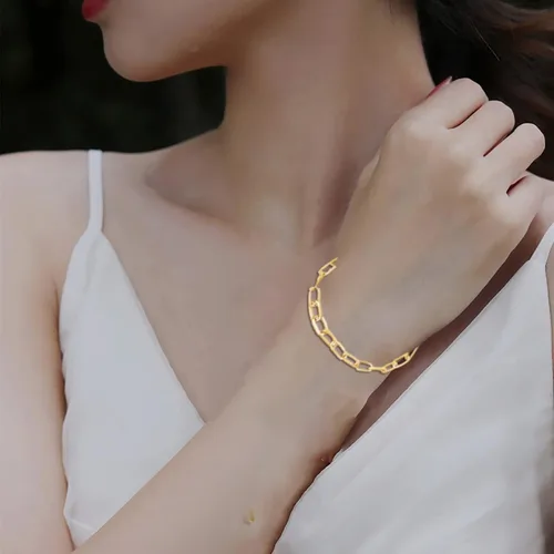 Vista 6 de Juego de pulseras de cadena de oro para mujer, delicadas pulseras de eslabones de cadena de clip en capas, pulseras apilables con textura, regalos