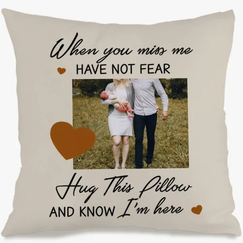 Vista 9 de One Photo Personalized Throw Pillow Case Where Your uploaded Image and Text Form a Unique Home décor Piece That Provides Warm Emotional Value and