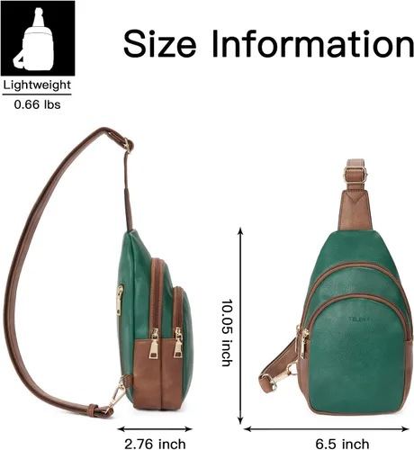 Vista 33 de Telena Riñonera pequeña para mujer, de cuero, cangureras, bolsa de pecho para mujer