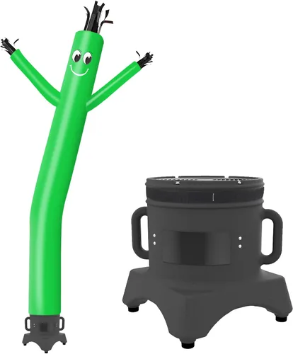 Vista 14 de MOUNTO Hombre tubo inflable de 10 pies que baila con el paso del aire para señal de tienda (naranja)