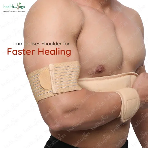 Vista 8 de HealthAndYoga™ GuardNHeal - Inmovilizador de hombro para mujeres y hombres - Soporte de puño rotador y honda de hombro - Izquierda o derecha