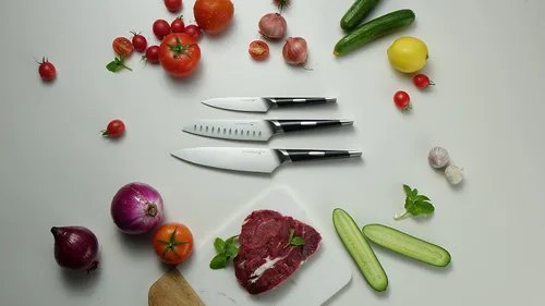 Vista 9 de linoroso Cuchillo de chef de cocina ultra afilado, cuchillo de cocina alemán de alto carbono forjado de precisión de 7 pulgadas, cuchillo de corte