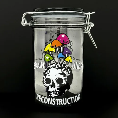 Vista 3 de Tarro de vidrio de 6" con tapa de sujeción (cerebro bajo reconstrucción)
