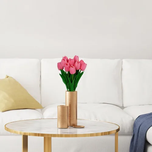 Vista 6 de 10 tulipanes falsos rosas de poliuretano de imitación de tulipanes artificiales para decoración, ramo de primavera falso para decoración de flores