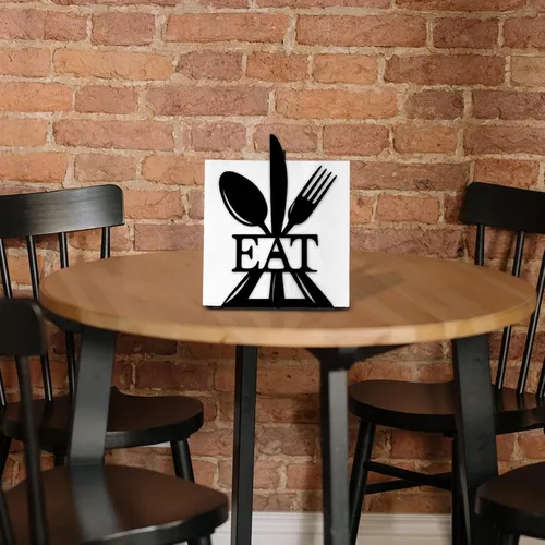 Vista 7 de Resama Servilletero de pie moderno para mesa, dispensador de servilletas de metal negro, tenedor, cuchara estilo servilletero, adecuado para cocina