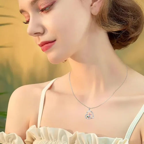 Vista 6 de Lindo regalo de animales de plata esterlinapanda rojoconejo, collar con colgante de animal lindo joyería para mujeres niñas regalos
