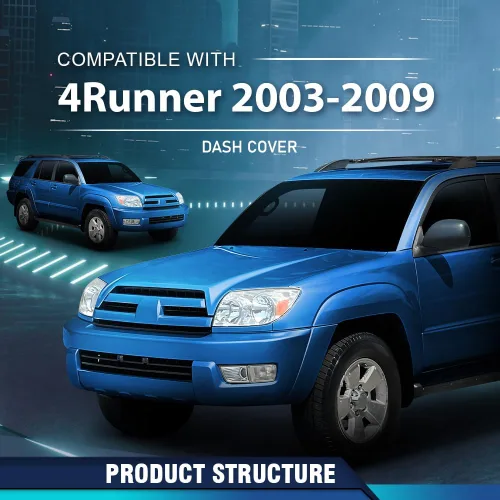 Vista 2 de PIT66 Cubierta de bisel de tablero de TPE, compatible con Toyota 4Runner 2003 2004 2005 2006 2007 2008 2009, panel de instrumentos negro