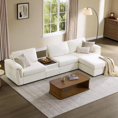 Vista 13 de CHITA Sofás seccionales extra grandes para sala de estar, sofá modular de nube, moderno de mediados de siglo, sofá de 3 plazas, felpilla en crema