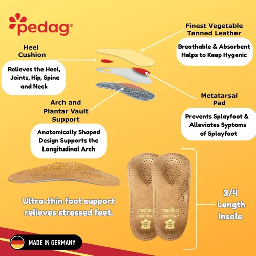 Vista 7 de Pedag Holiday Plantillas ortopédicas de piel de oveja de 3/4 Hechas a mano en Alemania Soporte para el arco Almohadilla metatarsal